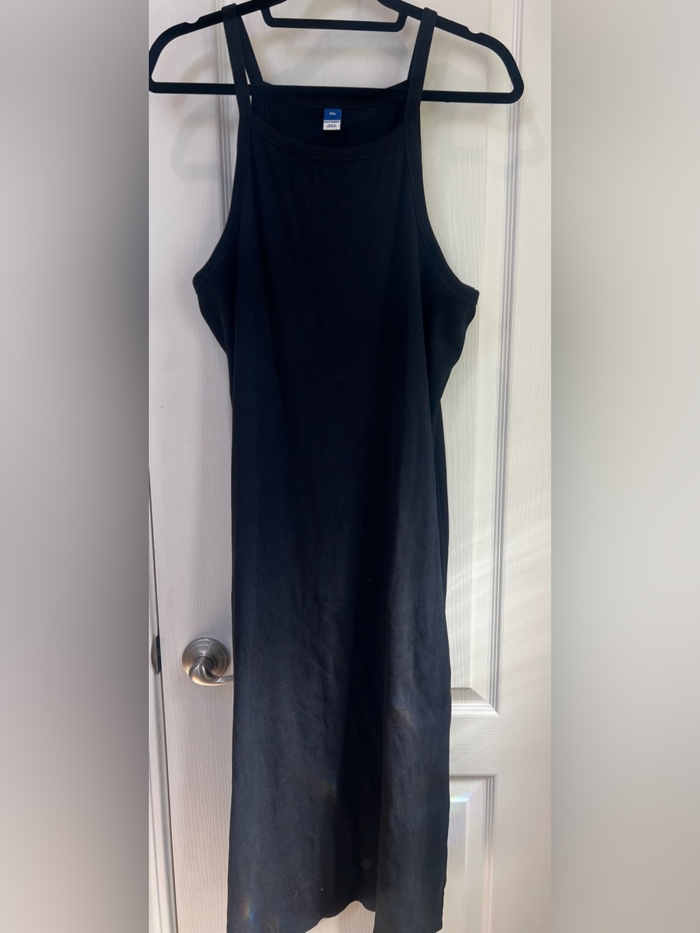 Old Navy Black Solid Square Neck Ribbed Knit Cami Midi Dress Sleeveless XXL
